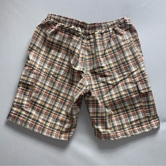 Plaid Preppy Cargo Shorts Men’s 18H Spring Summer Elastic Waist Pull On Spring - Picture 4 of 8